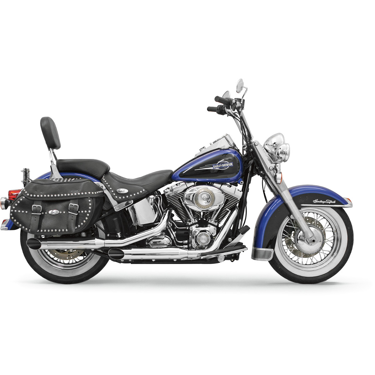 Bassani Xhaust #12117F - 3" Firepower Series Slip-On Mufflers - Chrome - Slash-Cut - Softail '07-'17