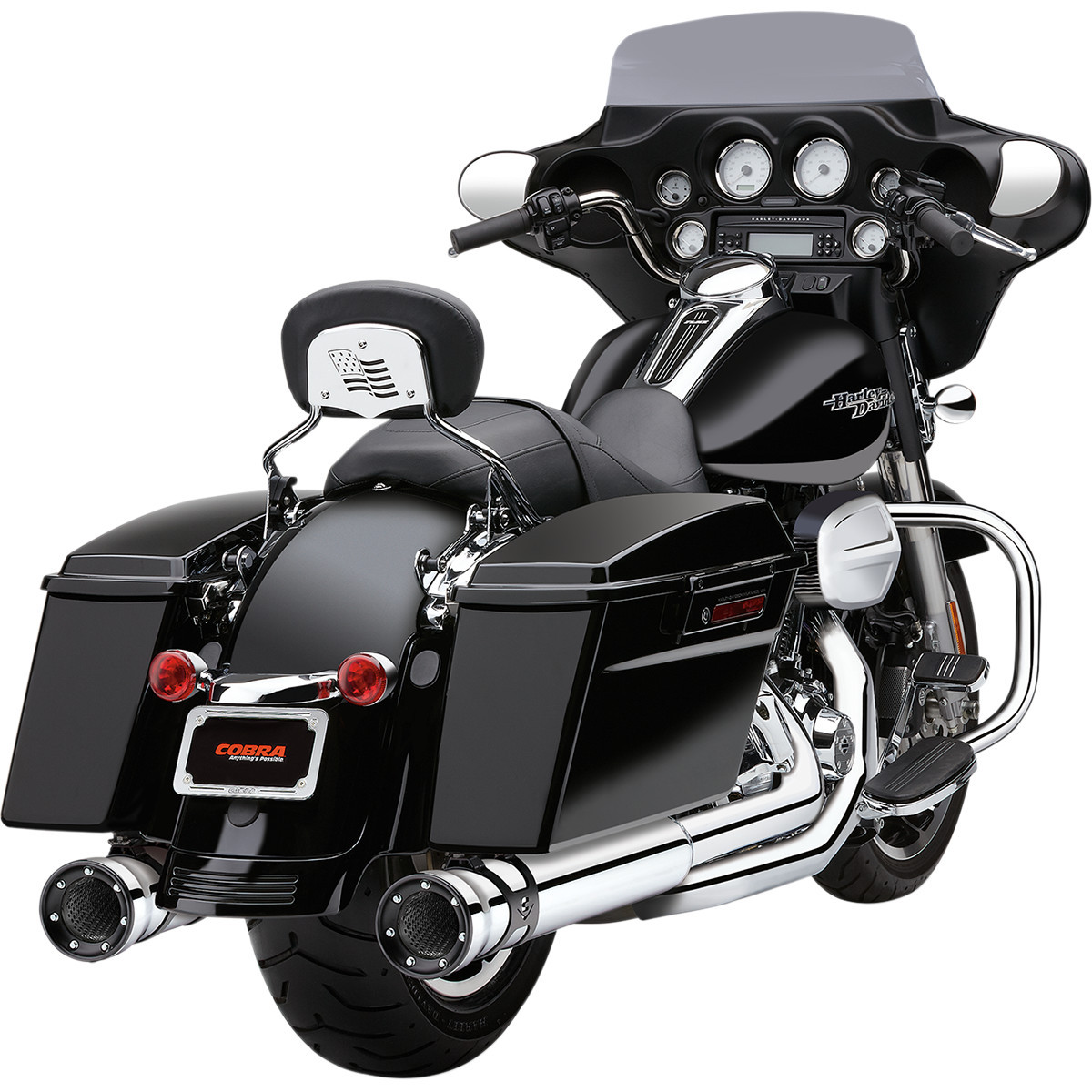 Cobra #6218 - Race-Pro Slip-On Mufflers - Chrome - '95-'16 FLH