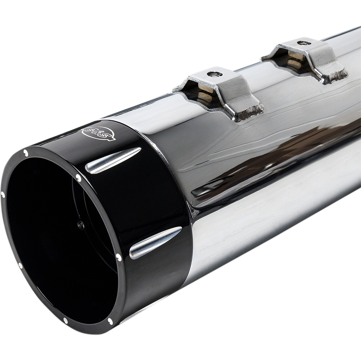 S&S Cycle #550-0623 - 4-1/2" MK45 Performance Mufflers - Chrome with Black Tracer
