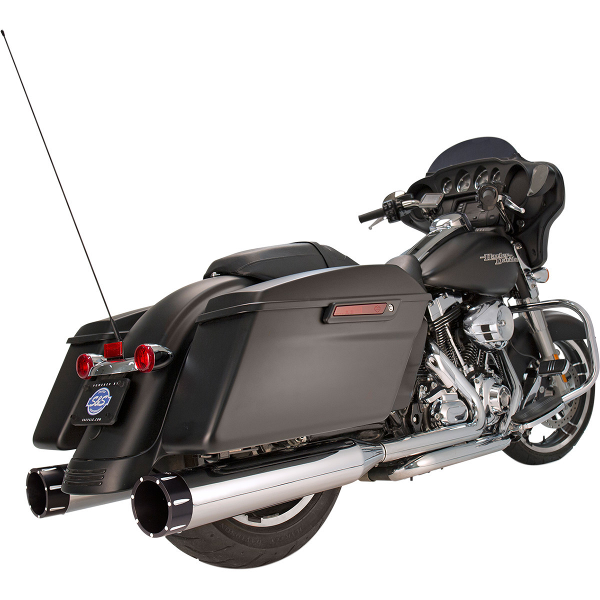 S&S Cycle #550-0623 - 4-1/2" MK45 Performance Mufflers - Chrome with Black Tracer