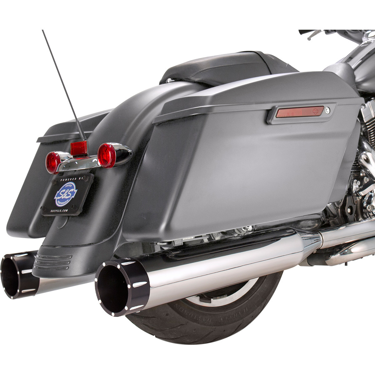 S&S Cycle #550-0668 - 4-1/2" MK45 Performance Mufflers - Black Tracer