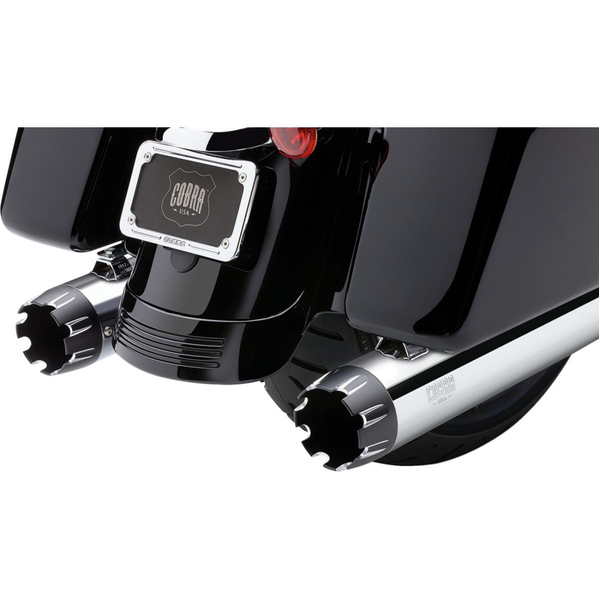 Cobra #6267 - Slip-On Mufflers - 4" - Chrome with Contrast Cut Tip - M8 FL