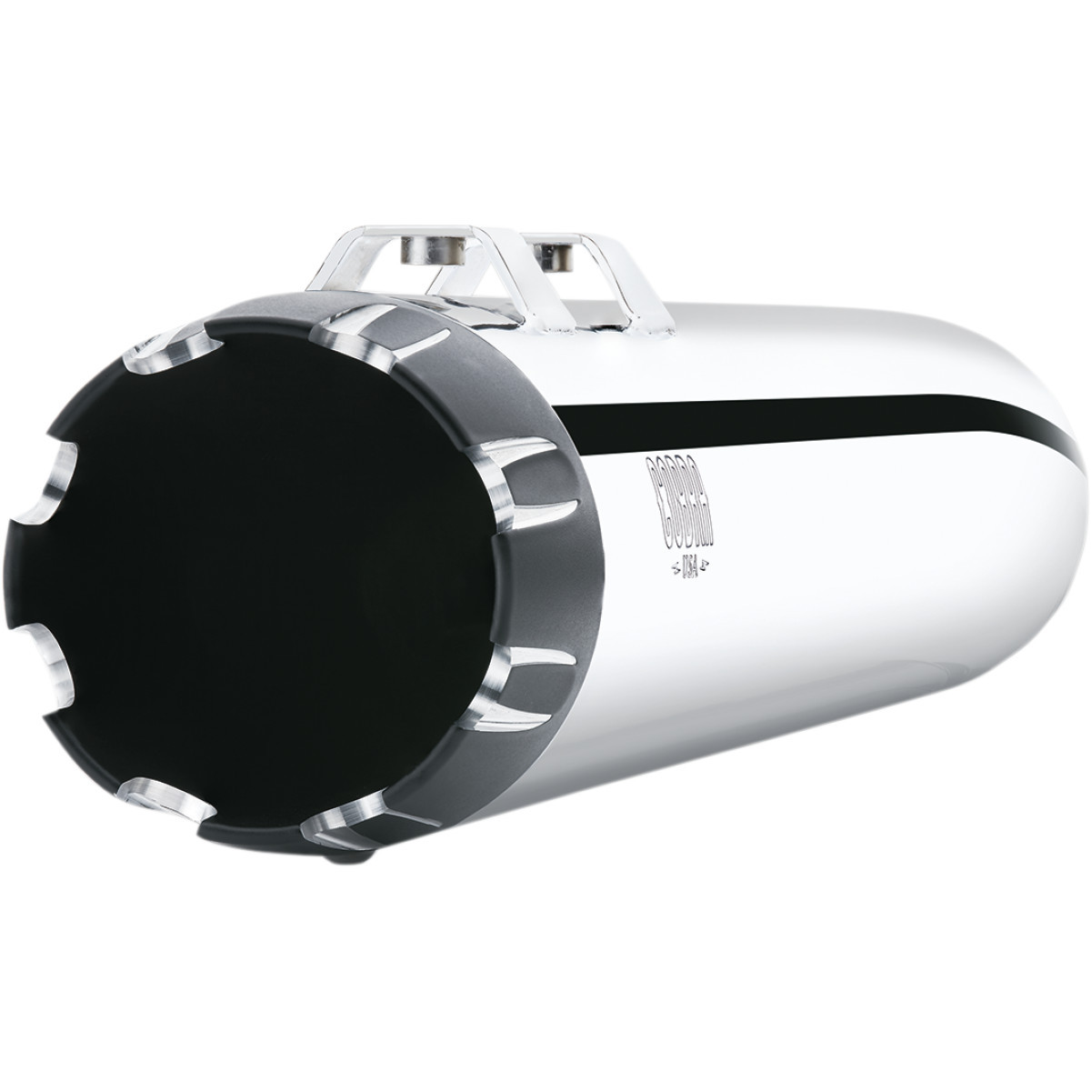 Cobra #6267 - Slip-On Mufflers - 4" - Chrome with Contrast Cut Tip - M8 FL