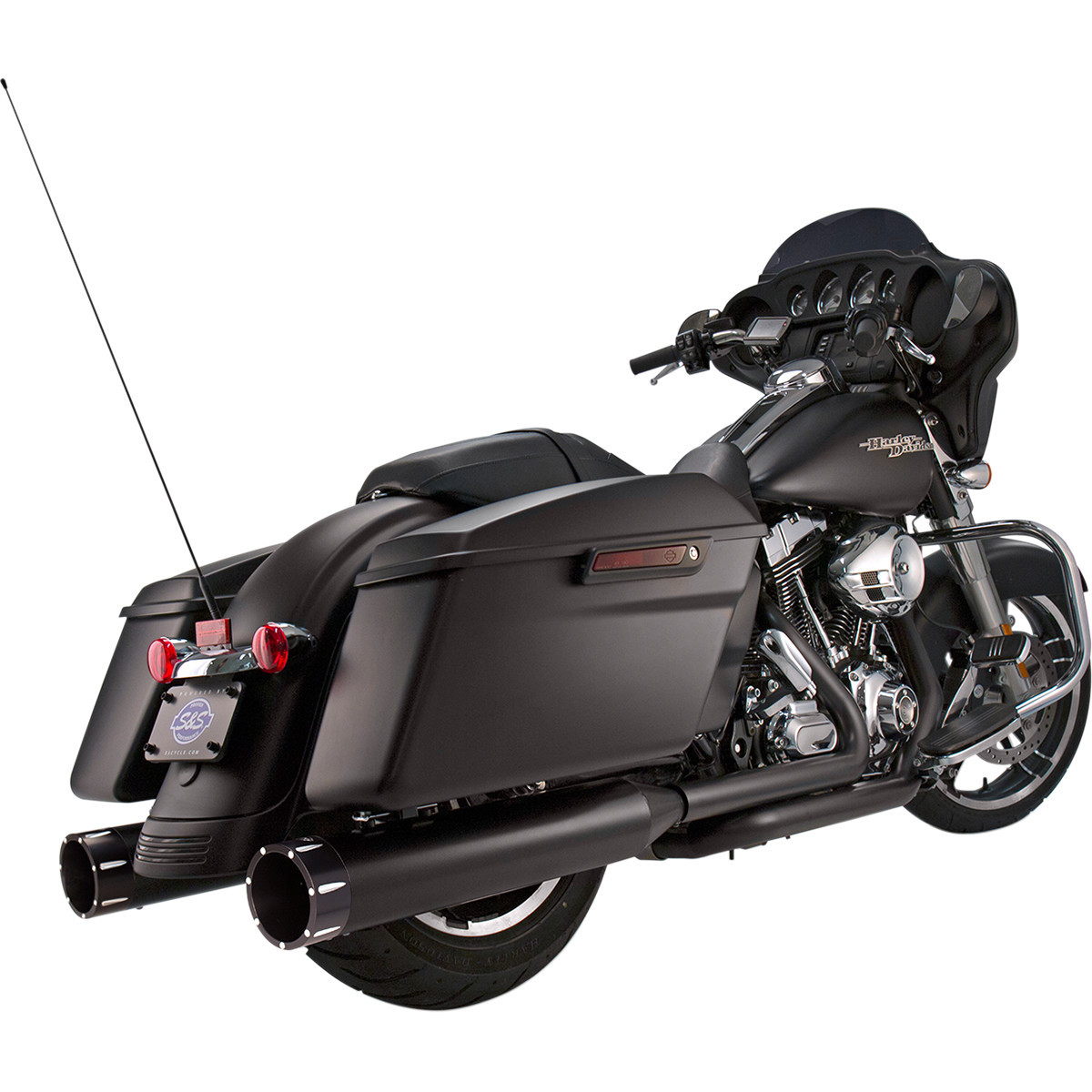 S&S Cycle #550-0625 - 4-1/2" MK45 Performance Mufflers - Black with Black Tracer