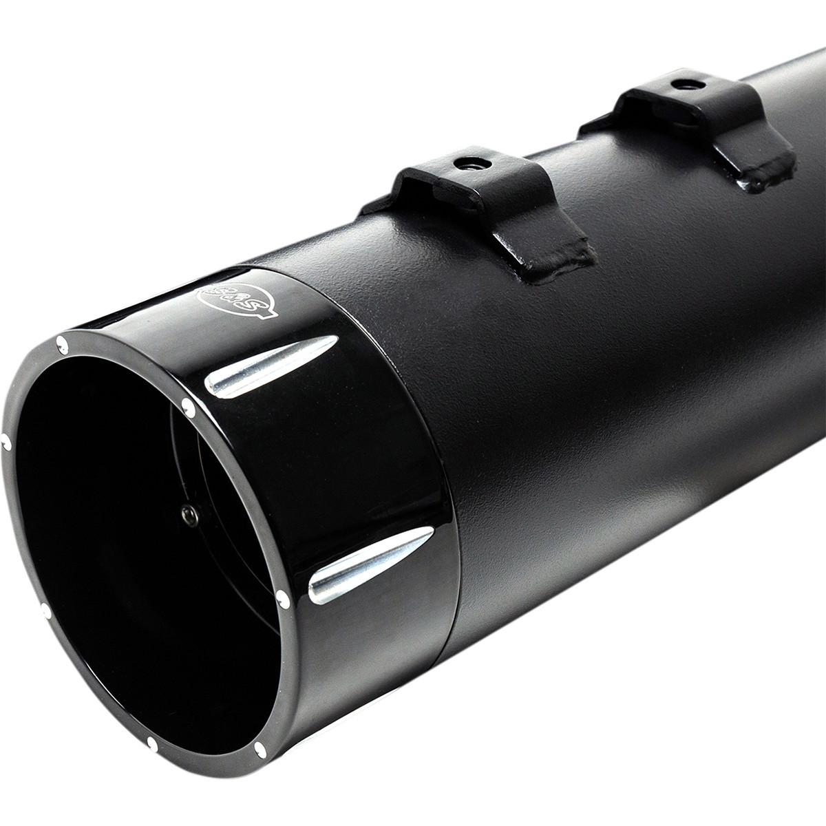 S&S Cycle #550-0625 - 4-1/2" MK45 Performance Mufflers - Black with Black Tracer