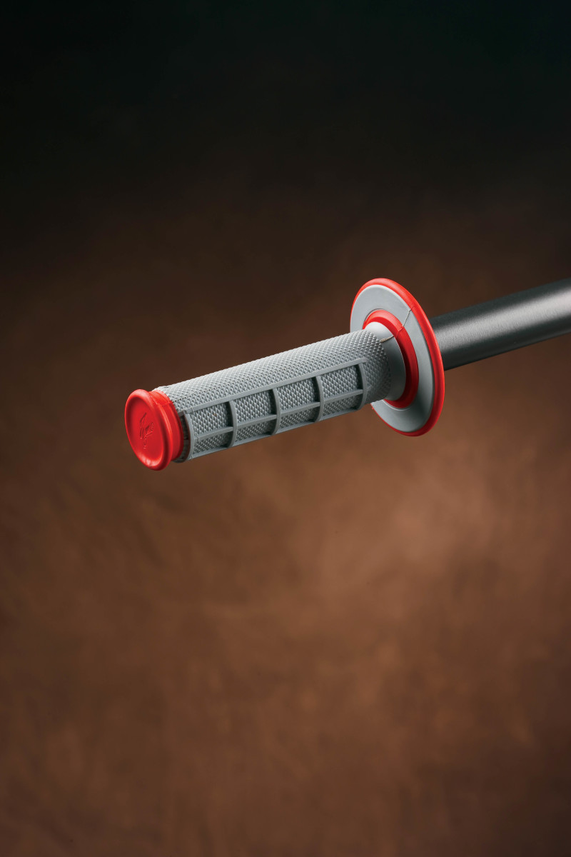 Renthal G156 Renthal MX Dual Compound Grips 1/2 Waffle - Grey/ Red