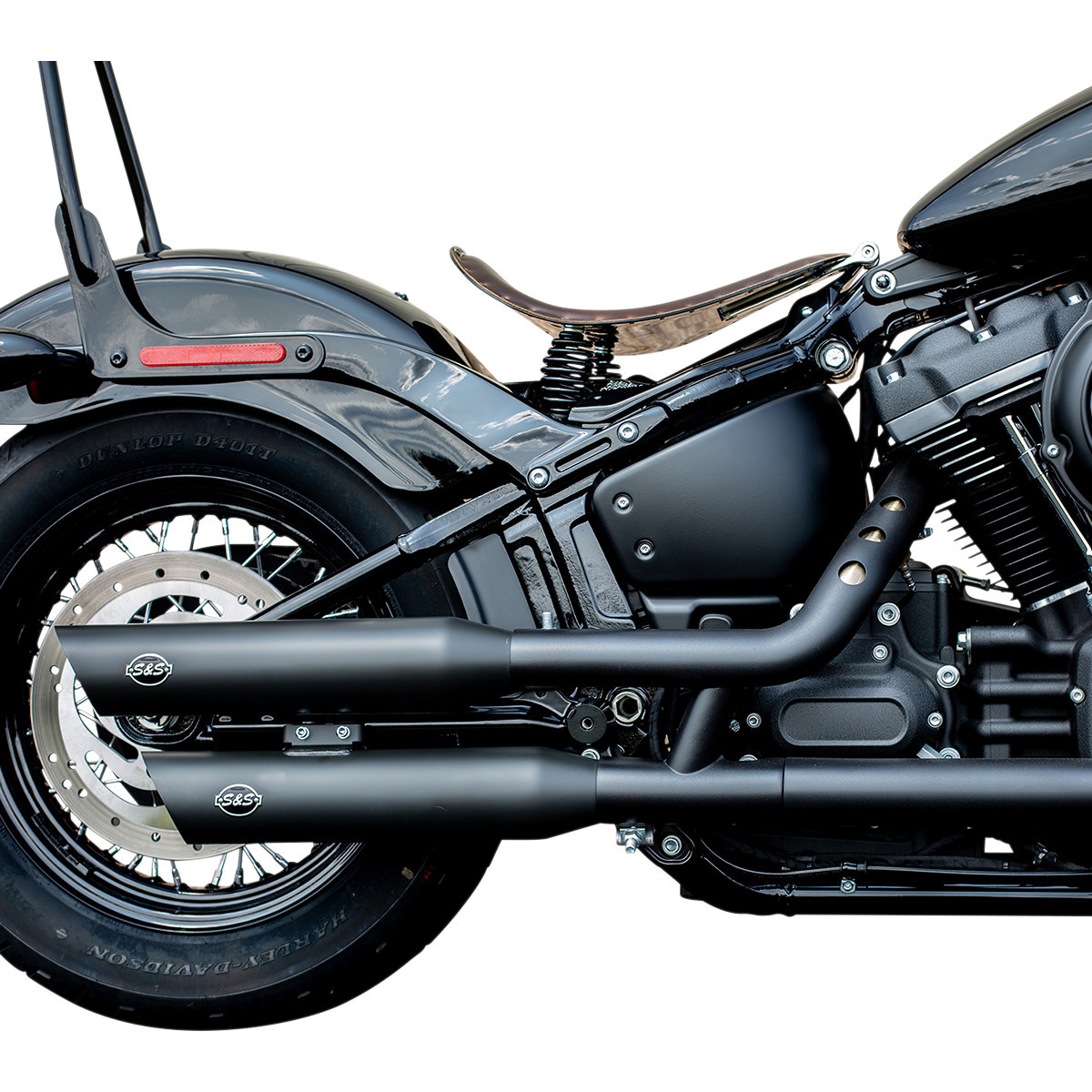 S&S Cycle #550-0735 - Slash-Cut Slip-On Mufflers - Race - Black - FLFB