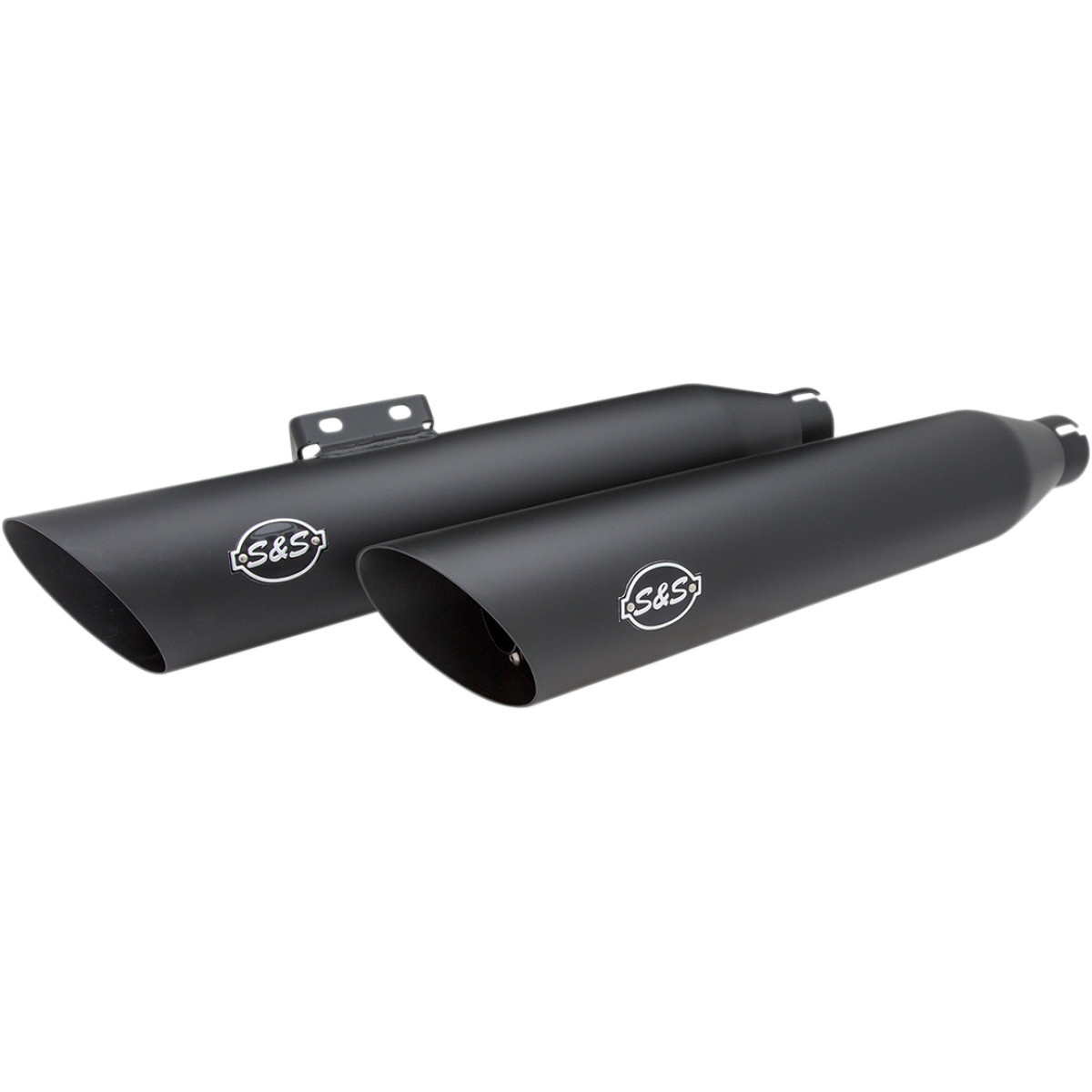 S&S Cycle #550-0735 - Slash-Cut Slip-On Mufflers - Race - Black - FLFB