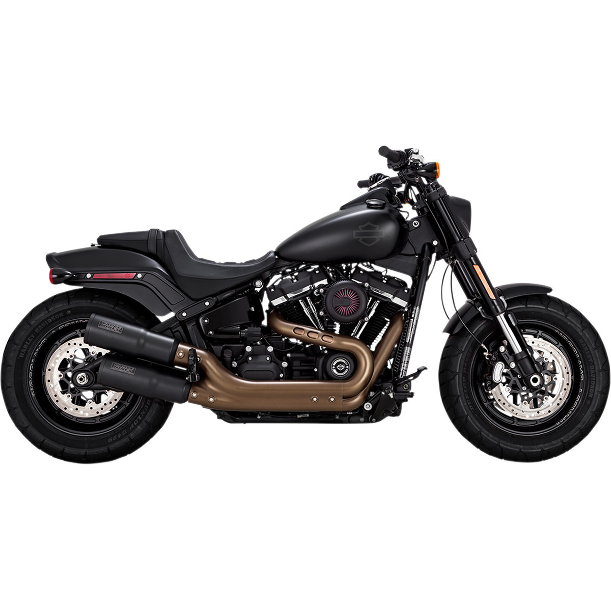 Vance & Hines #46547 - Black Hi-Output Mufflers - Black - FXFB/FXFBS