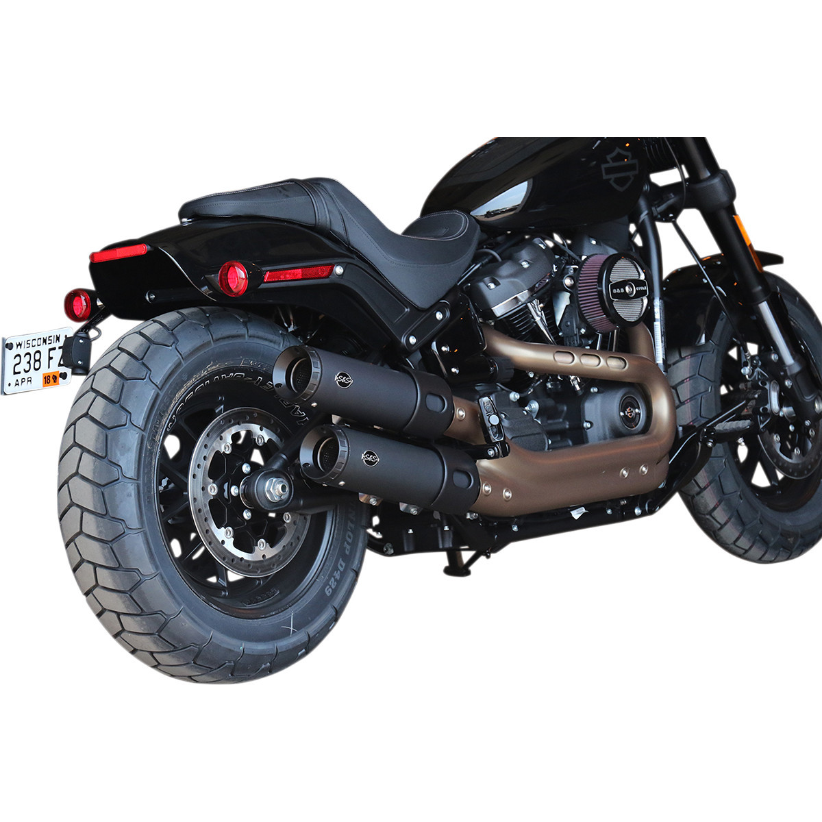 S&S Cycle #550-0734 - Grand National Slip-On Mufflers - Guardian Black - FXFB