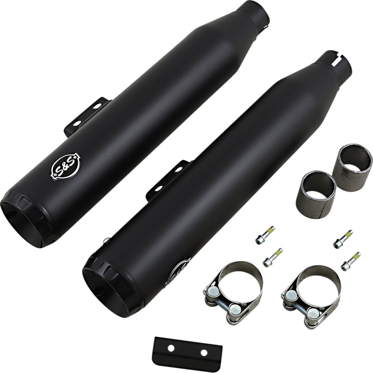 S&S Cycle #550-0754B - Grand National Slip-On Mufflers - 50-State - Guardian Black - M8 Softail