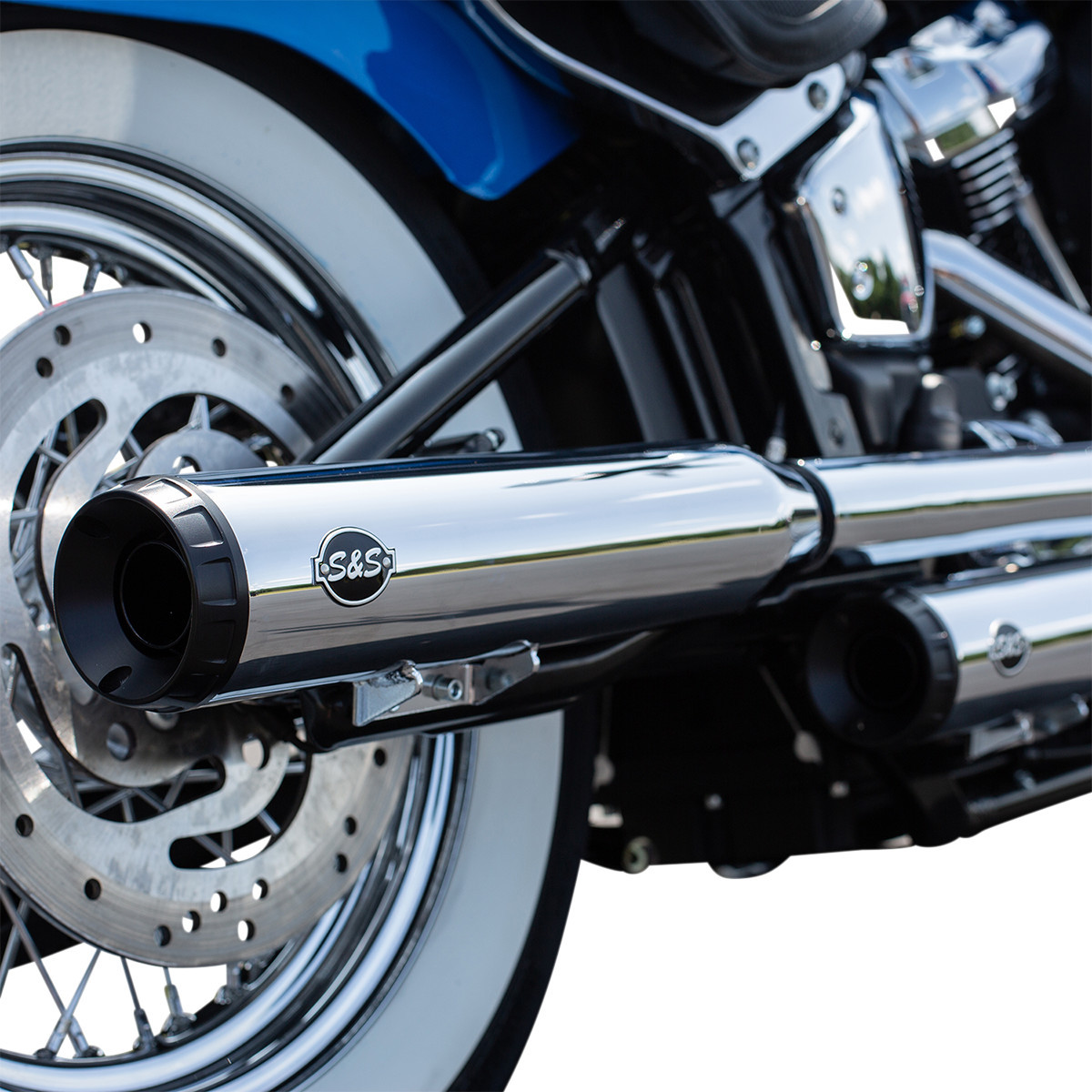 S&S Cycle #550-0757B - Grand National Slip-On Mufflers - 50-State - Chrome - FLHC/FLDE