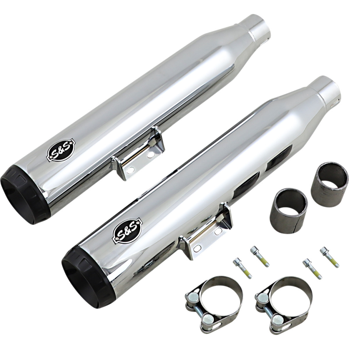 S&S Cycle #550-0757B - Grand National Slip-On Mufflers - 50-State - Chrome - FLHC/FLDE