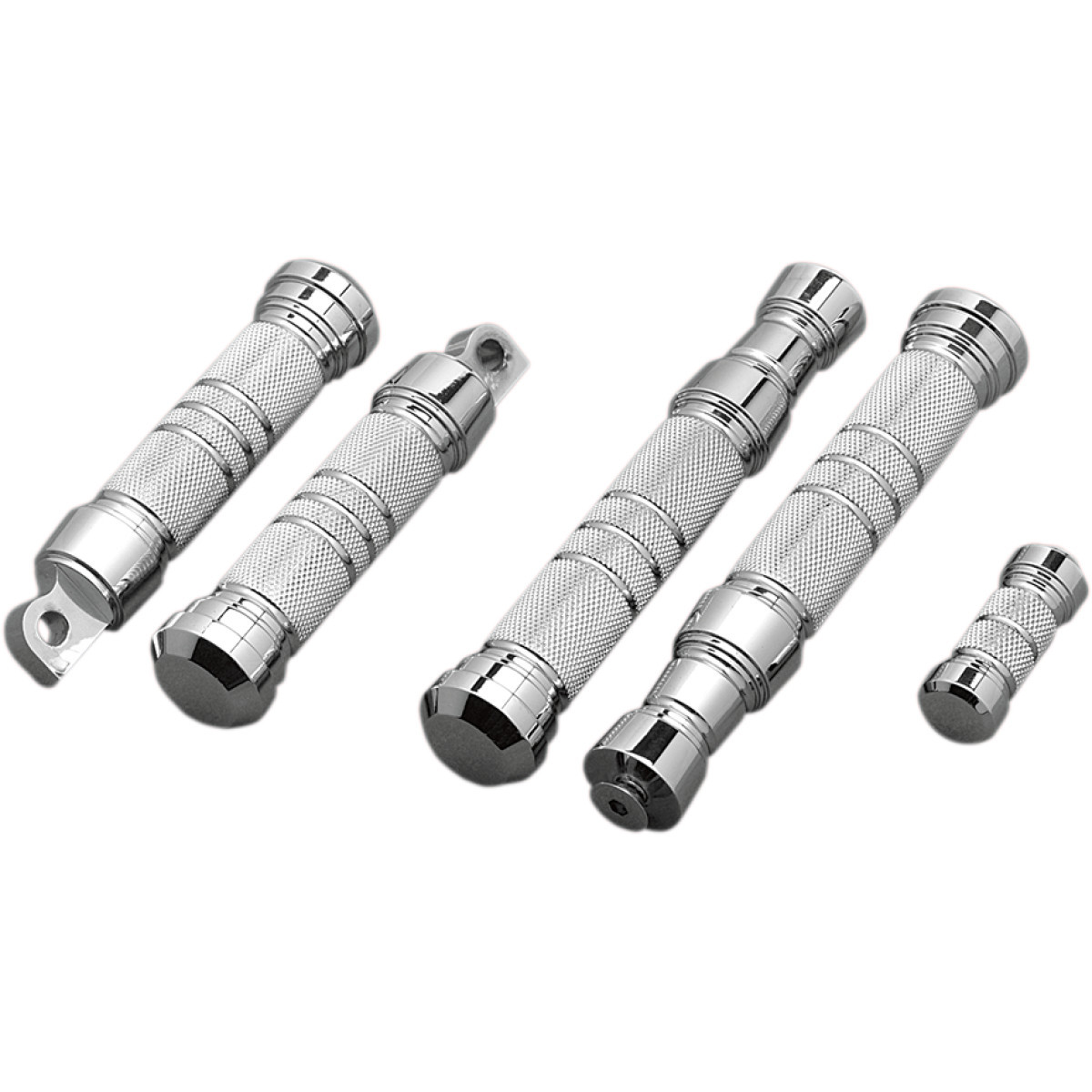 Accutronix #RP111-KGC - Knurled Foot Pegs - Male Mount - Chrome