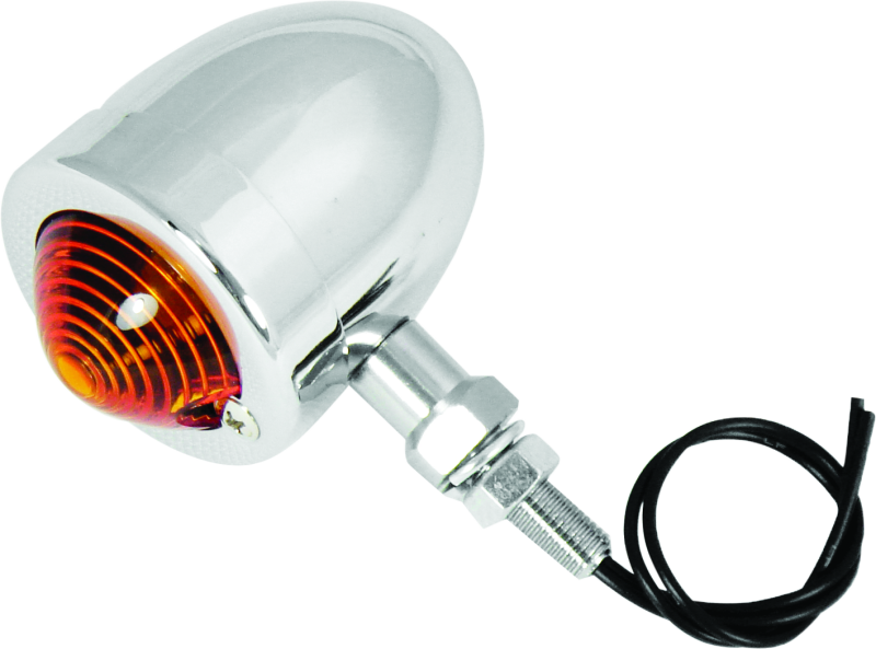 Bikers Choice 490160 Bikers Choice Chrome Bullet Lite With Amber Lens 2 Inch Diameter Dual Filament Custom Stud Mount