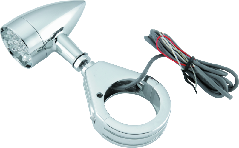 Bikers Choice 482422 Bikers Choice Chrome Mini LED Turn Signals W/ 41 MM Clamp Universal Custom Pr