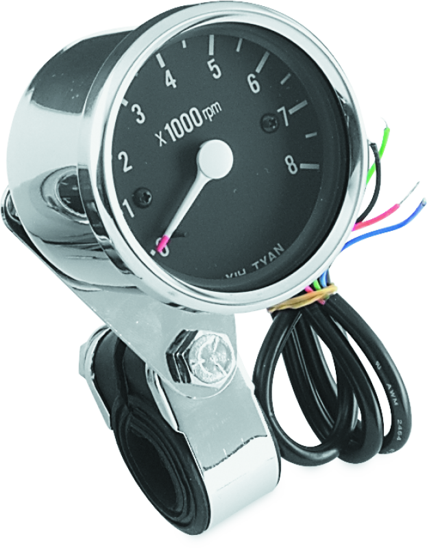 Bikers Choice 493374 Bikers Choice Big Twin & XL Electronic Mini Tachometer 8000 RPM Black Face 2 1/2 Inch