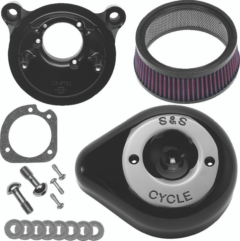 S&S Cycle 170-0523 S&S Cycle 08-17 Touring/16-17 Softails Models Stealth Air Cleaner Kit w/ Black Teardrop Cover