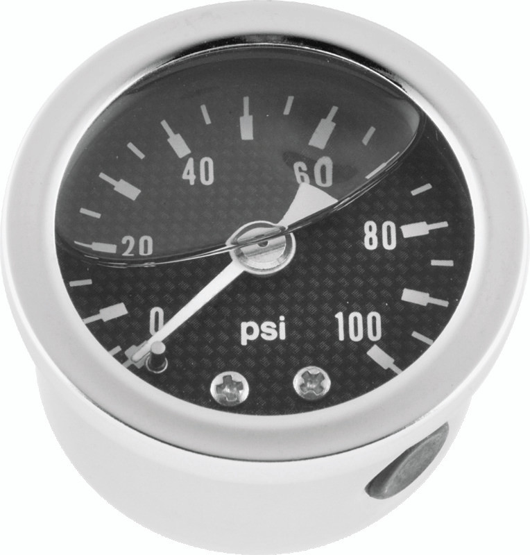 Bikers Choice 496456 Bikers Choice 0-100 PSI Oil Pressure Gauge Carbon Face Stainless Bezel Liquid Filled Univ Custom