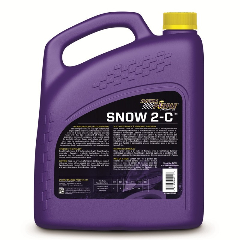 Royal Purple 43511 Royal Purple Snow 2-C Synthetic 2-Cycle Snowmobile Motor Oil - 1 Gallon