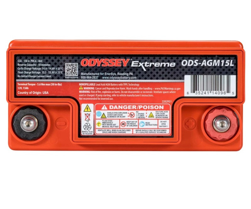 Odyssey Battery ODS-AGM15L Odyssey Battery Powersport Extreme AGM Battery (PC545)