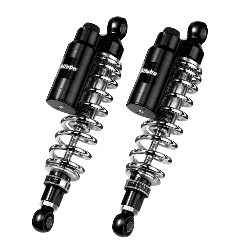 Bitubo Suspension HD050WMT13 Bitubo WMT1 Twinshocks Adj.: Spring Preload, Reb., Comp., Length 306mm, Piggyback Tank, Chr Edition