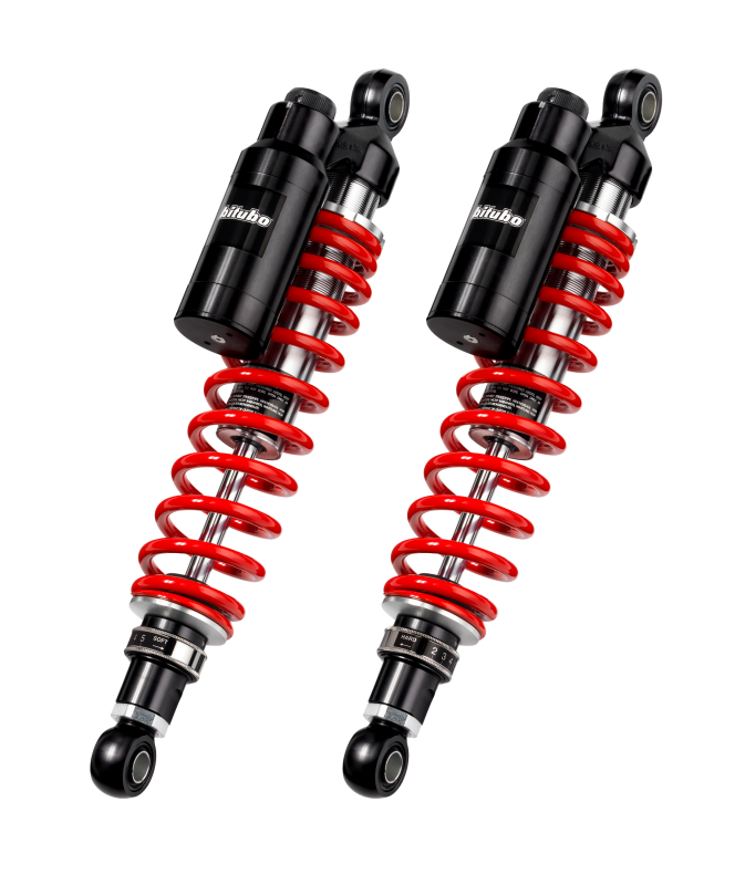 Bitubo Suspension K0039WMT01 Bitubo WMT0 Twinshocks Adj.: Spring Preload, Reb., Comp., Length 360mm, Piggyback Tank Red Spring