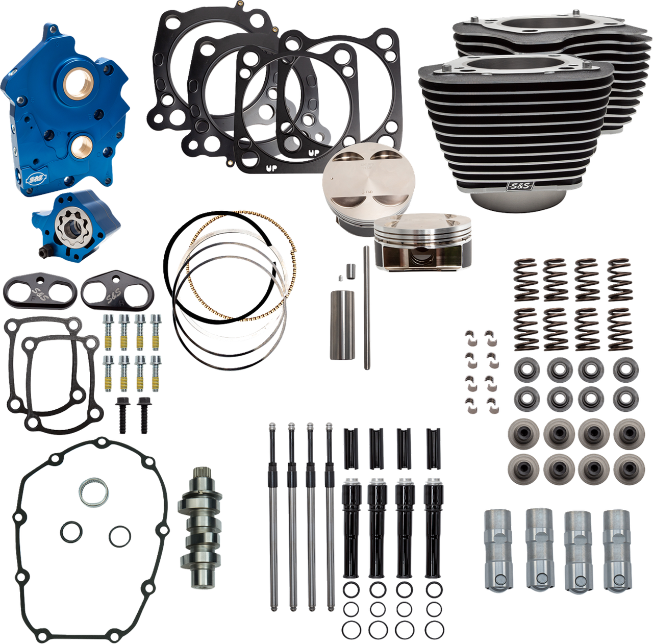S&S Cycle #310-1056C - Power Pack - Oil Cooled - 550C - Wrinkle Black w/Highlight - Black Pushrod Tubes - M8