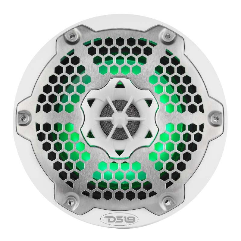 DS18 NXL-6MD/WH DS18 Hybrid Marine Speaker w/ Driver And RGB LEDs 6.5in 2-Way 250 Watts RMS 4 ohm White w/ Covers