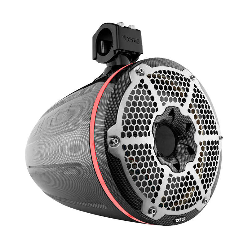 DS18 CF-X10TP.NS DS18 Marine And Powersports Towers 10in RGB LED Lights Black Carbon Fiber Speakers Not Included