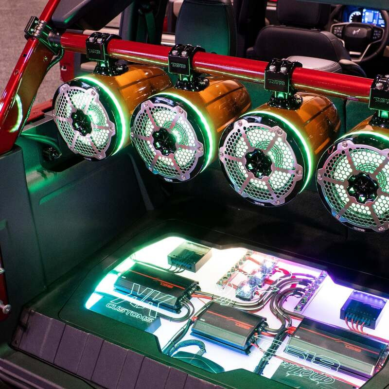DS18 NXL-X8TPNEO/BK DS18 Marine And Powersports Towers 8in 1in Driver 180 Watts RMS RGB LED Lights Black