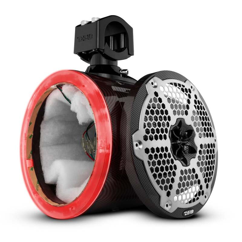 DS18 CF-X8TP.NS DS18 Marine And Powersports Towers 8in RGB LED Lights Black Carbon Fiber Speakers Not Included