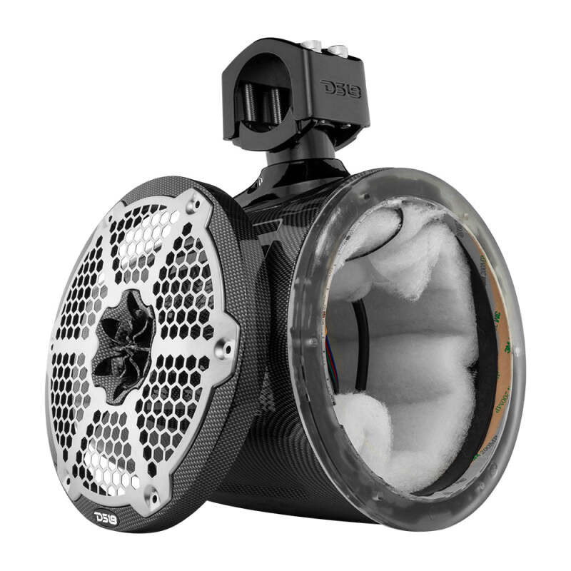 DS18 CF-X8TP.NS DS18 Marine And Powersports Towers 8in RGB LED Lights Black Carbon Fiber Speakers Not Included