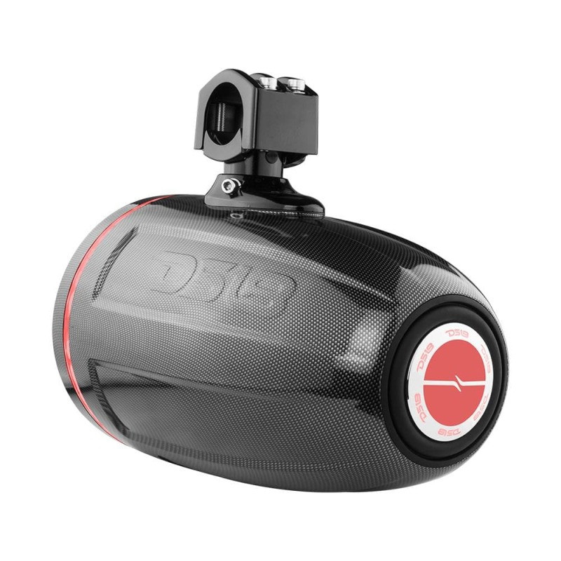 DS18 CF-X8TPNEO DS18 Marine And Psports Towers With Built In 8in 1in Driver 180 Watts RMS RGB LEDs Blk Crbn Fiber