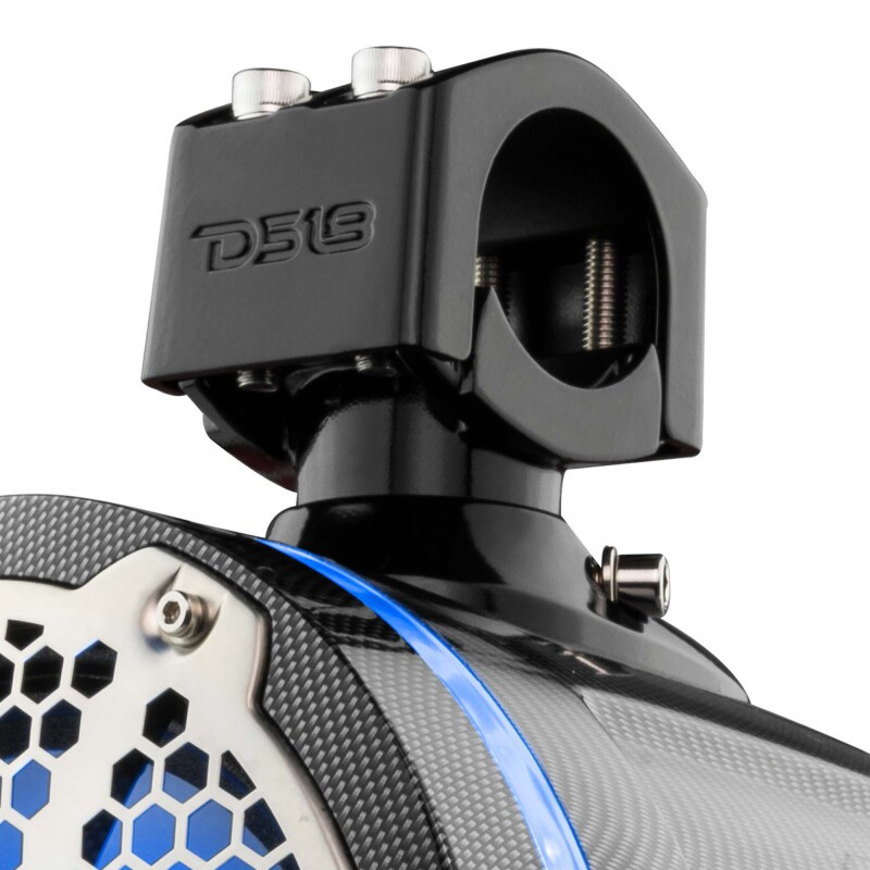DS18 CF-X8TPNEO DS18 Marine And Psports Towers With Built In 8in 1in Driver 180 Watts RMS RGB LEDs Blk Crbn Fiber