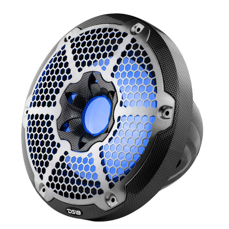 DS18 CF-10SUB DS18 NXL Marine Subwoofer With RGB LEDs 10in 300 Watts RMS 4 ohm SVC Black Carbon Fiber