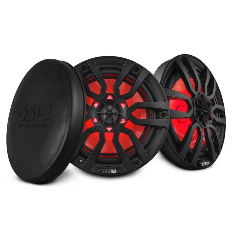 DS18 NXL-8/BK DS18 NXL Series Coaxial Marine Speakers w/ RGB Lights 8in 2-Way 125 Watts RMS 4 ohm Black