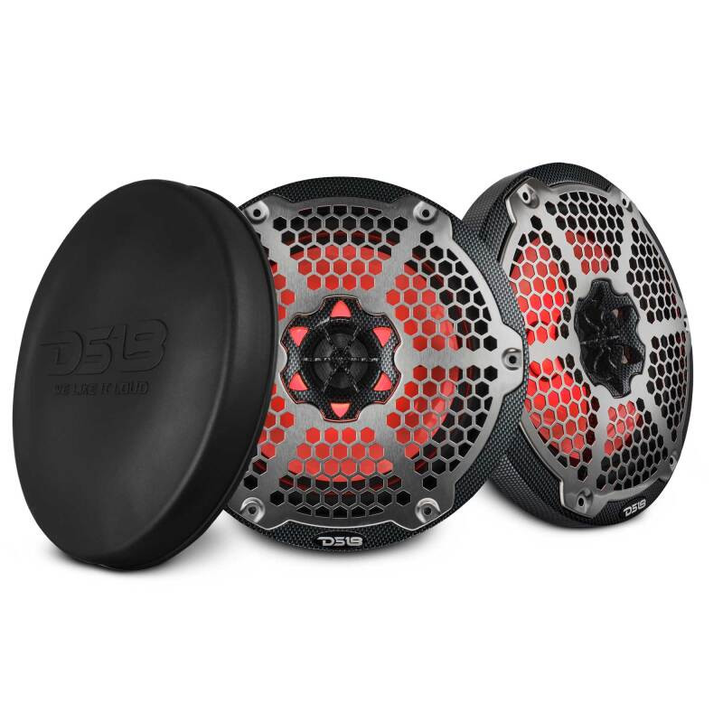 DS18 CF-8M DS18 NXL-M Series Speaker w/ RGB LED Lights 8in 2-Way 125 Watts RMS 4 ohm Black Crbn Fiber w/ Cover