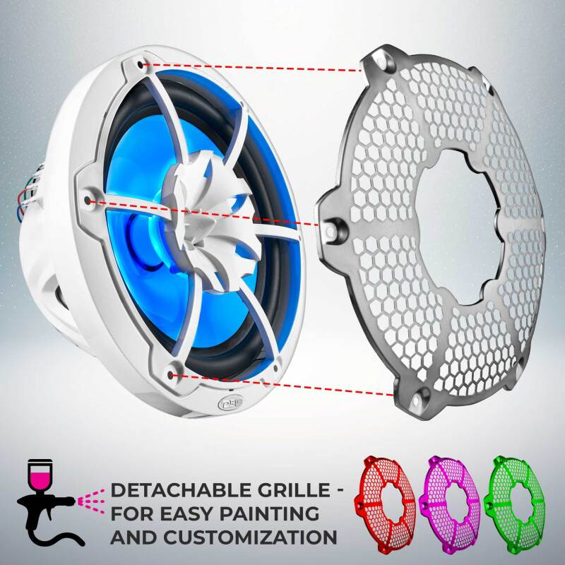 DS18 NXL-10M/WH DS18 NXL-M Series Spkr w/ RGB LED Lights 10in 2-Way 200 Watts RMS 4 ohm Wht Grill Detached w/ Cover