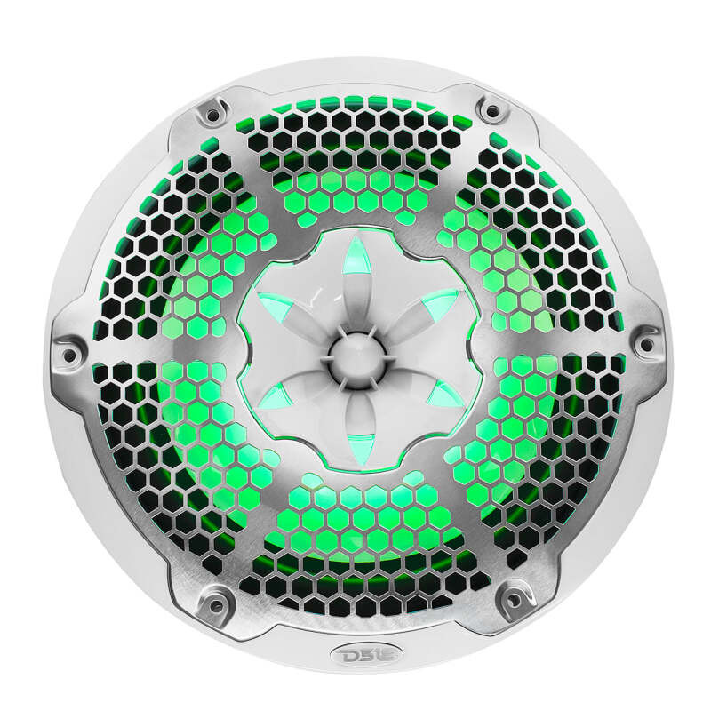 DS18 NXL-10M/WH DS18 NXL-M Series Spkr w/ RGB LED Lights 10in 2-Way 200 Watts RMS 4 ohm Wht Grill Detached w/ Cover