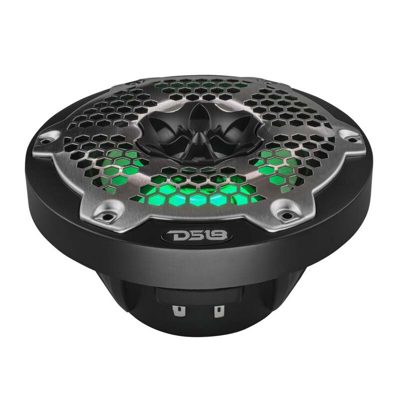 DS18 NXL-6M/BK DS18 NXL-M Series Spkr w/ RGB LED Lights 6.5in 2-Way 100 Watts RMS 4 ohm Blk Grill Detached w/ Cover