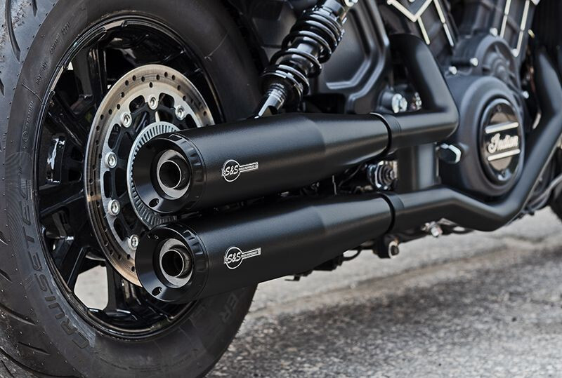 S&S Cycle 4110-266 S&S Cycle 15-23 Indian Scout 4in Grand National Slip-on Muffler - Black