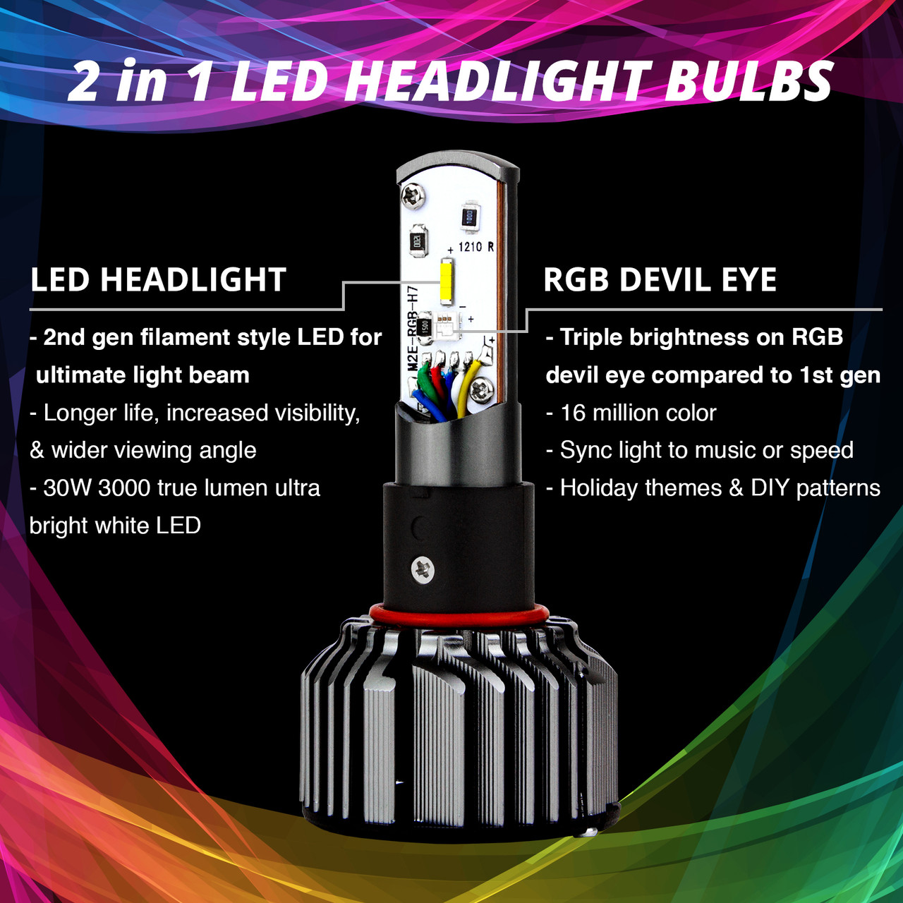XK Glow #XK045004-H4-M - RGB H4 LED Bulb KIT