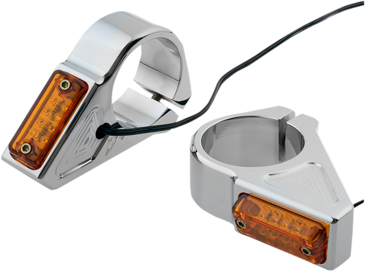 LED Turn Signals - 49 mm - Chrome