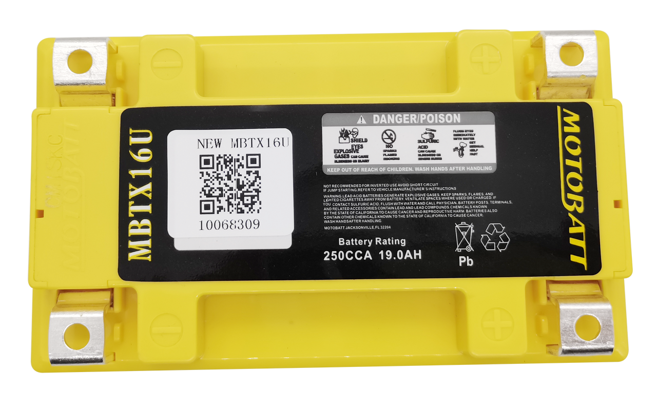 Motobatt #MBTX16U - Battery Mbtx16u Sealed Factory Activated