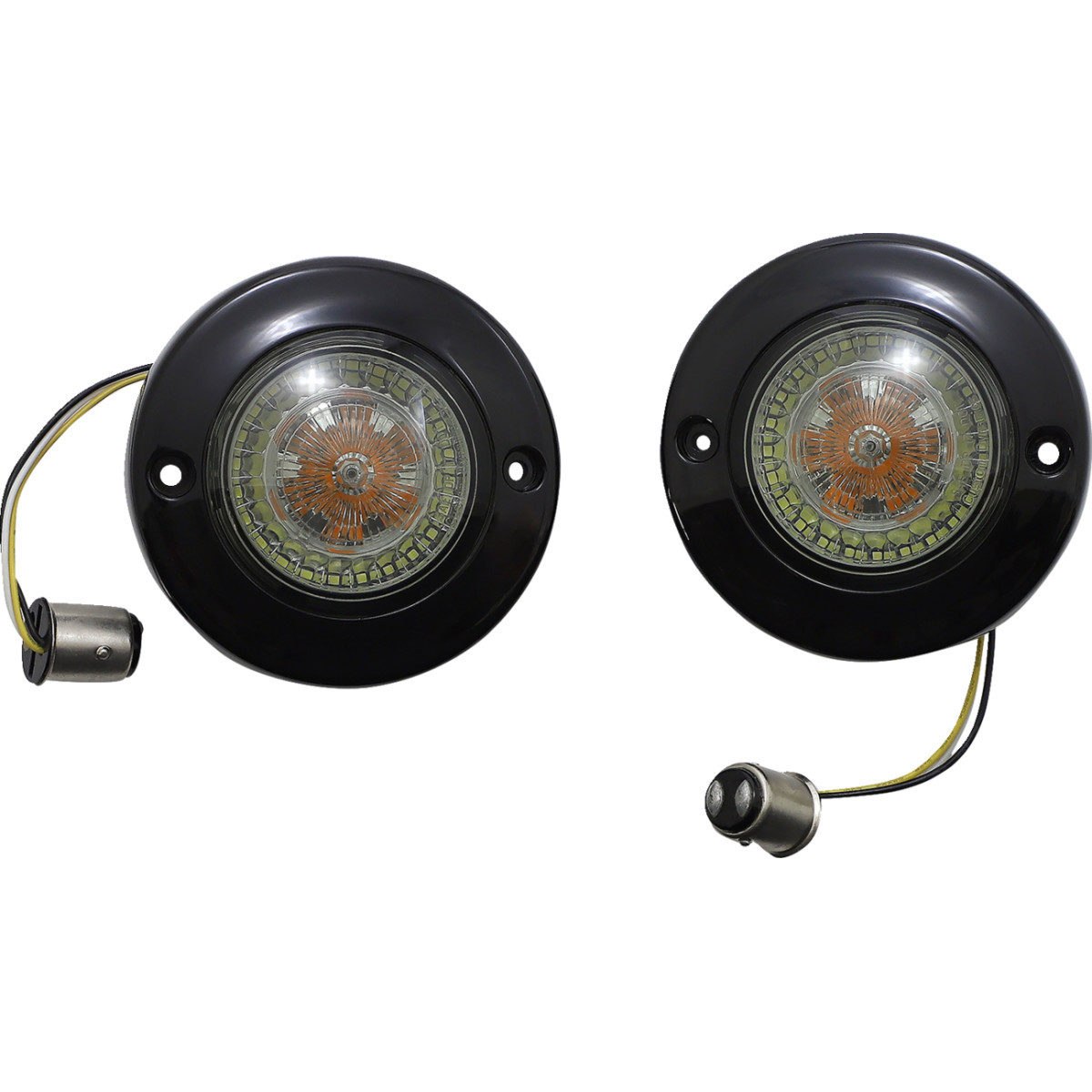 Custom Dynamics #PB-FB-AW-1157BS - ProBEAM® Dynamic Ringz® LED Turn Signal - Front - Black - Amber/White