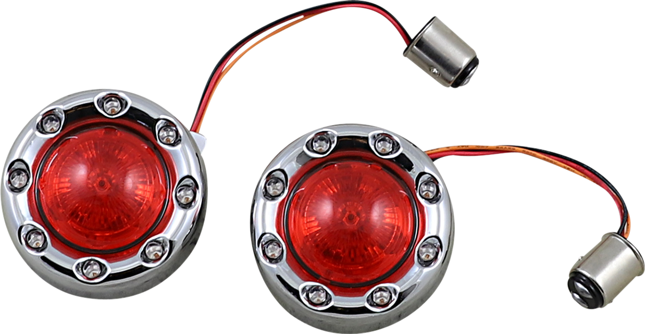 Bullet Turn Signal 1157 - Chrome - Red Lens