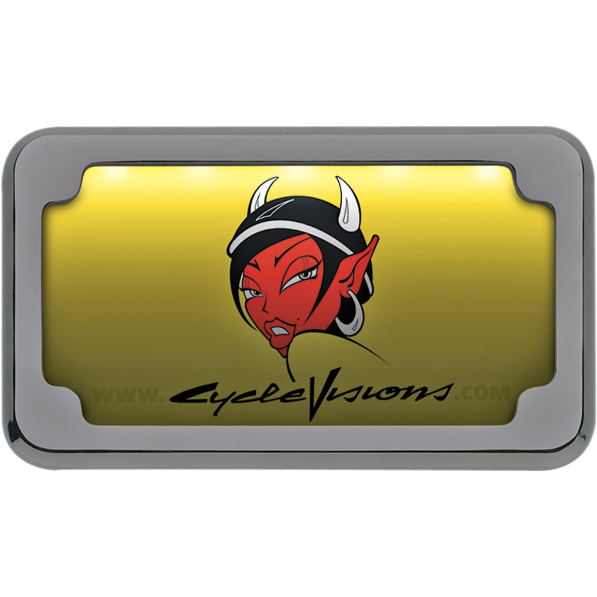 Cycle Visions #CV-4616 - Beveled License Plate Frame - Chrome - with Plate Light