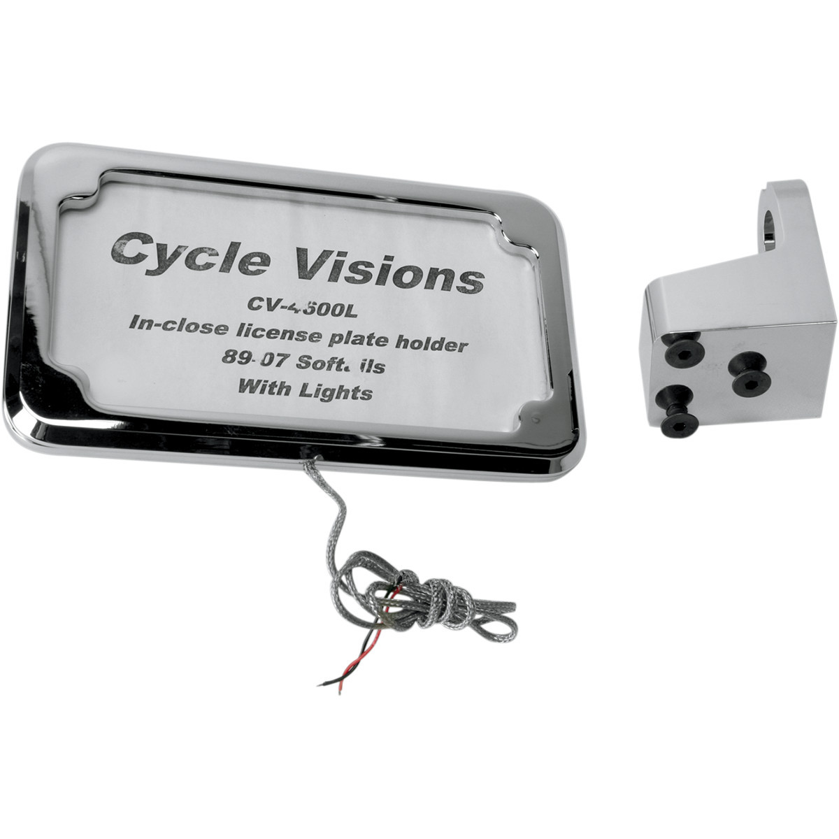 Cycle Visions #CV-4600L - Vertical License Plate Mount with Light - Chrome - '86-'07 FLST/FXST