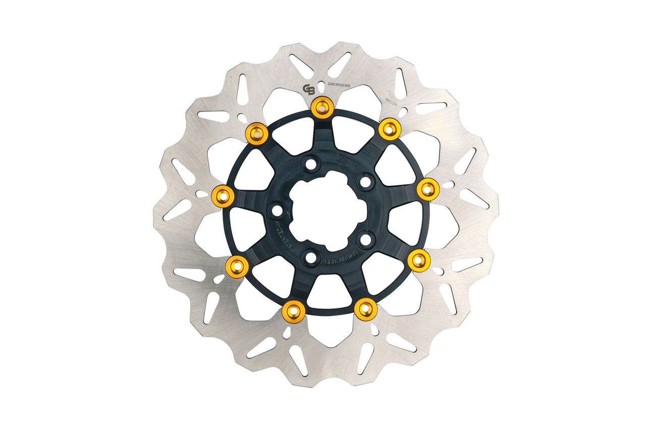 Gbrakes #GBDU078 - Rotor 11.5" Floating Wave FR Black/Gold Buttons